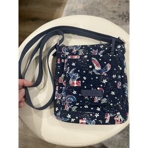 VERA BRADLEY Purse Mini Hipster Crossbody Bag Navy Whimsical Owls FloralHoliday